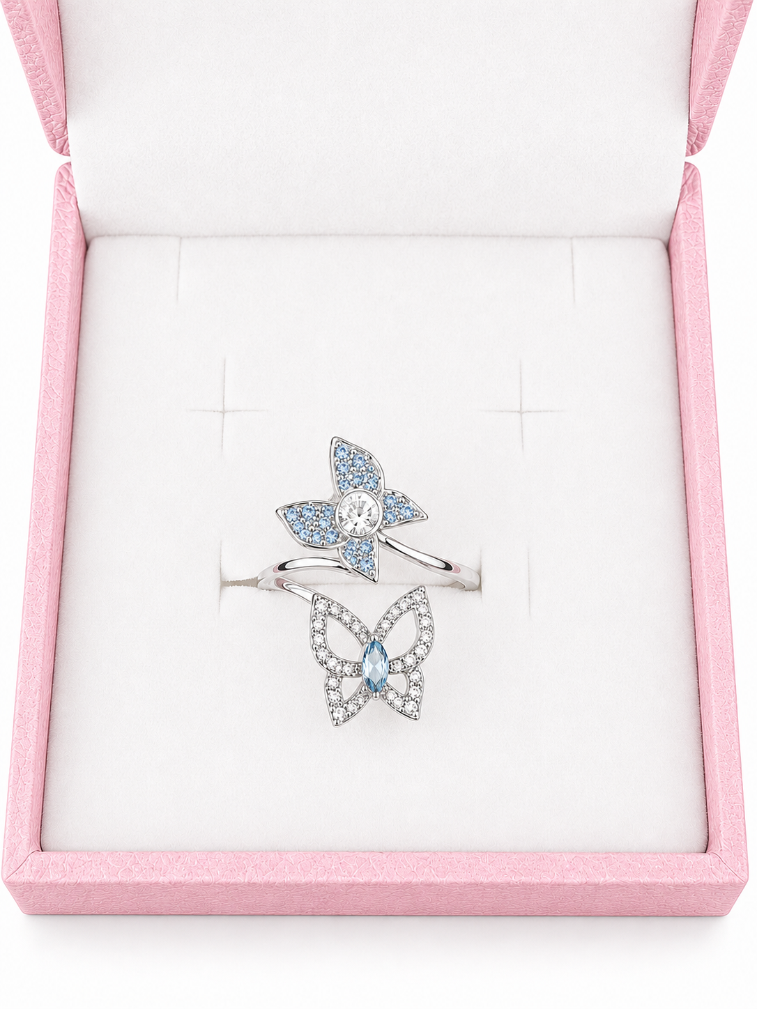 Sterling silver blue butterfly ring