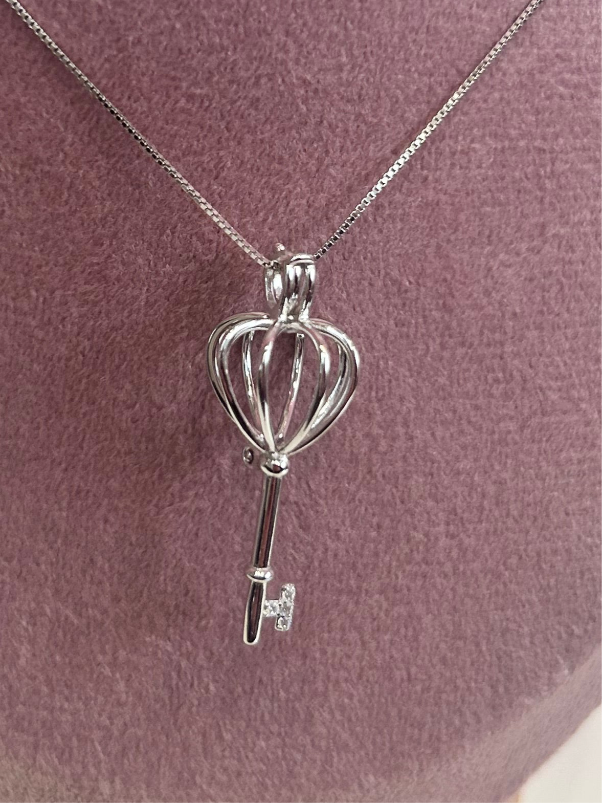 Sterling silver heart key cage