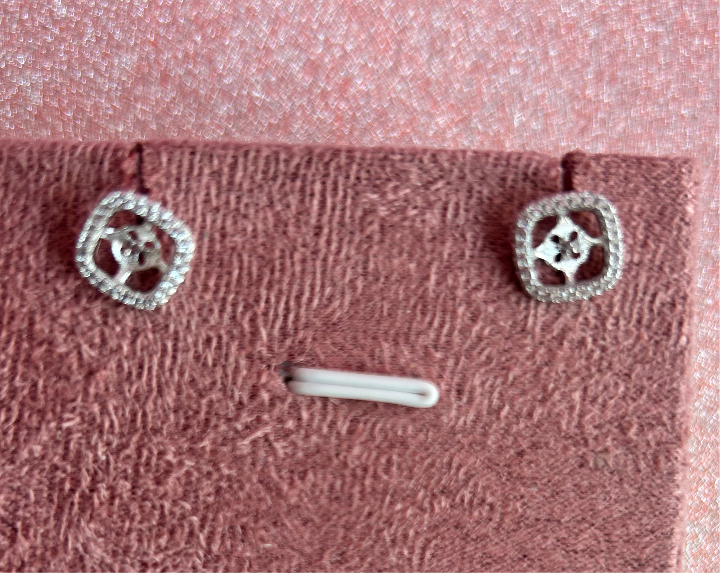 Sterling silver cubic zirconia square stud earrings