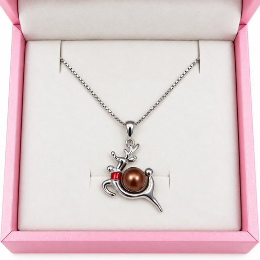 141 Sterling silver pre mounted reindeer pendant