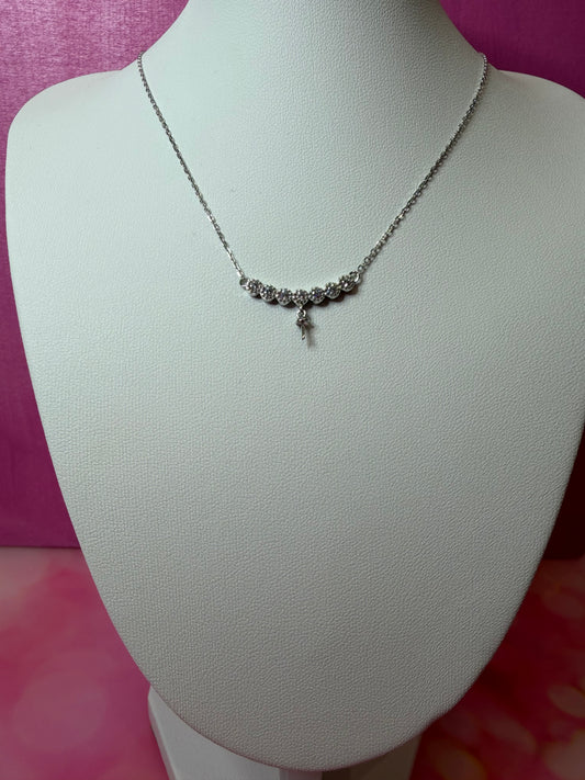 Sterling silver sparkle drop necklace