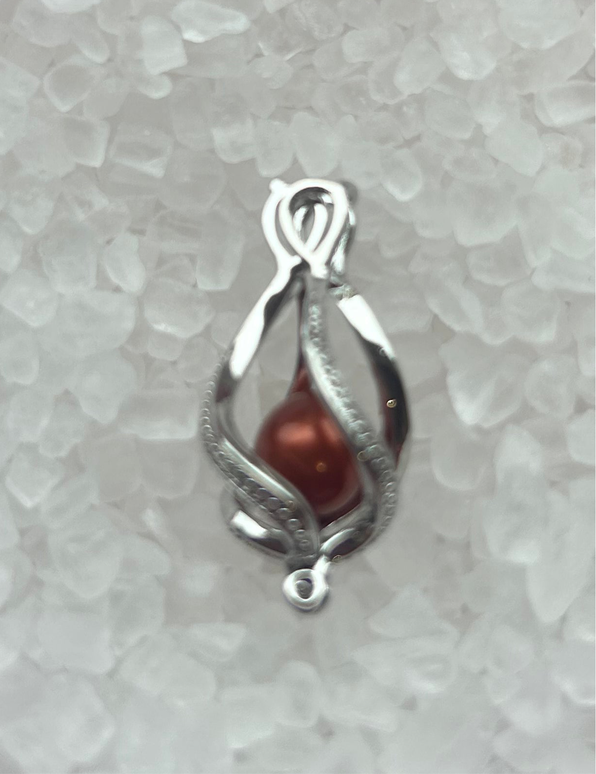 Silver plated water drop cage pendant