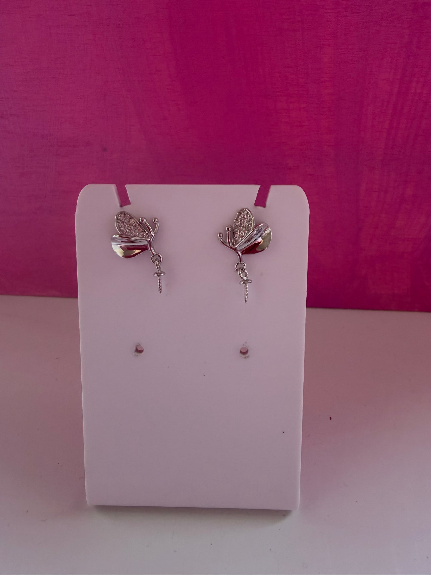 Sterling silver butterfly drop earrings