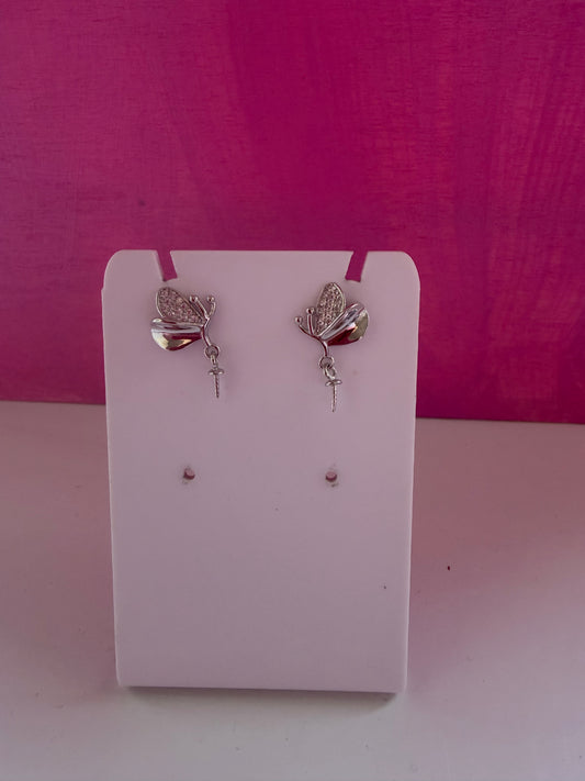 Sterling silver butterfly drop earrings