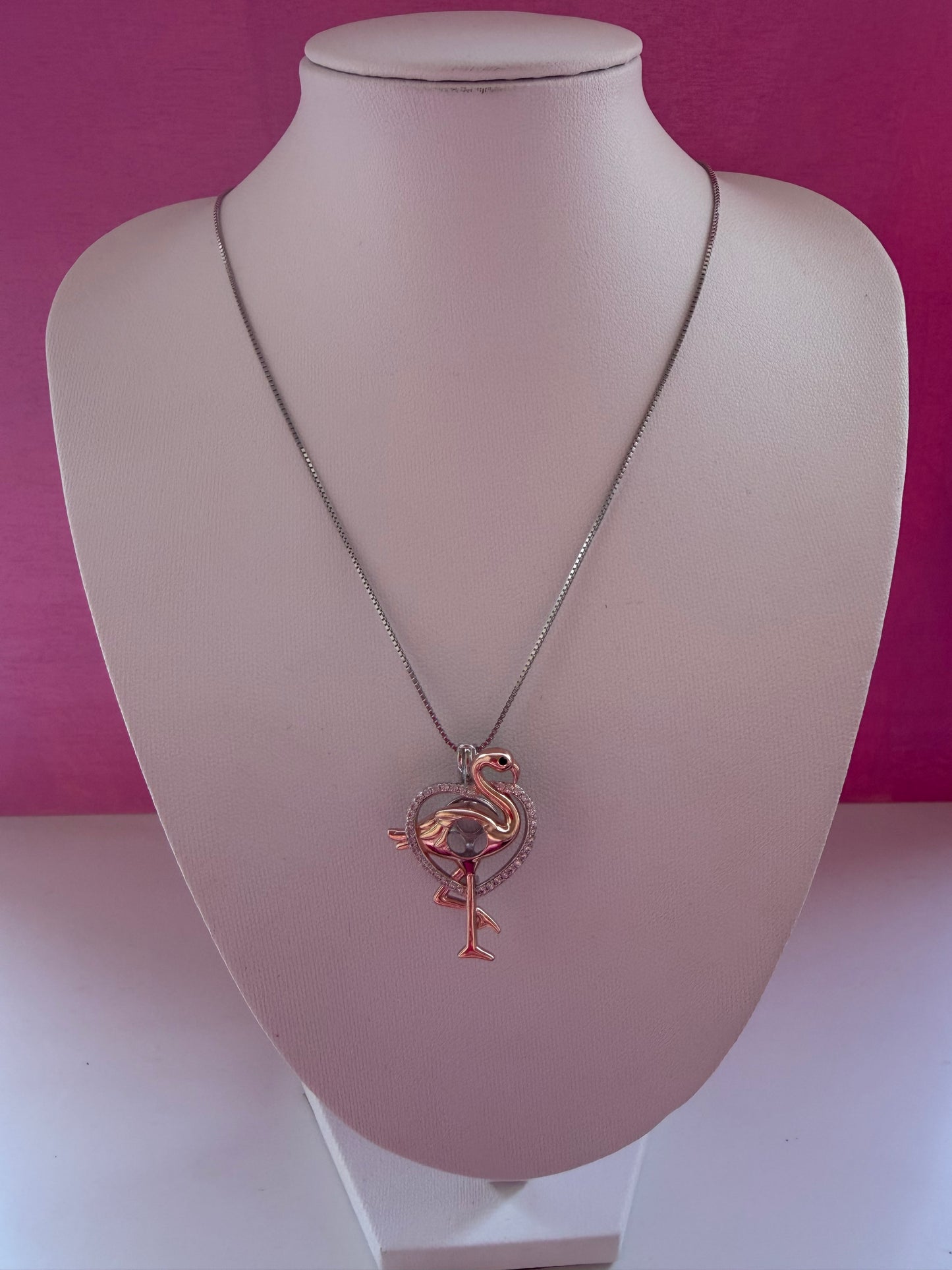 Sterling silver flamingo cage pendant