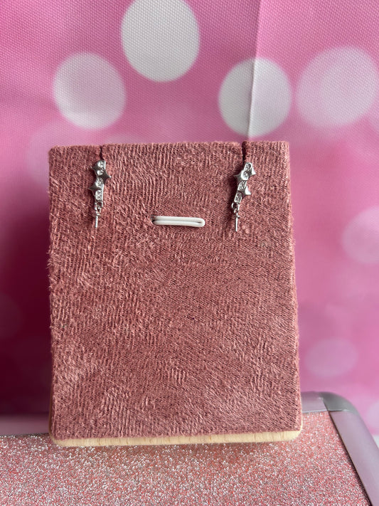 Sterling silver cubic zirconia triple star earrings