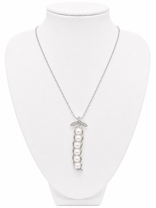 Silver plated Pearl Pod necklace