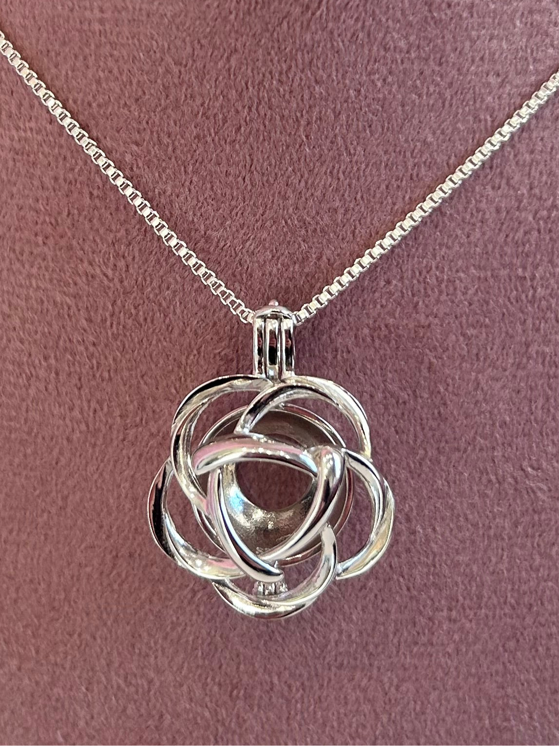Sterling silver Edison rose cage pendant