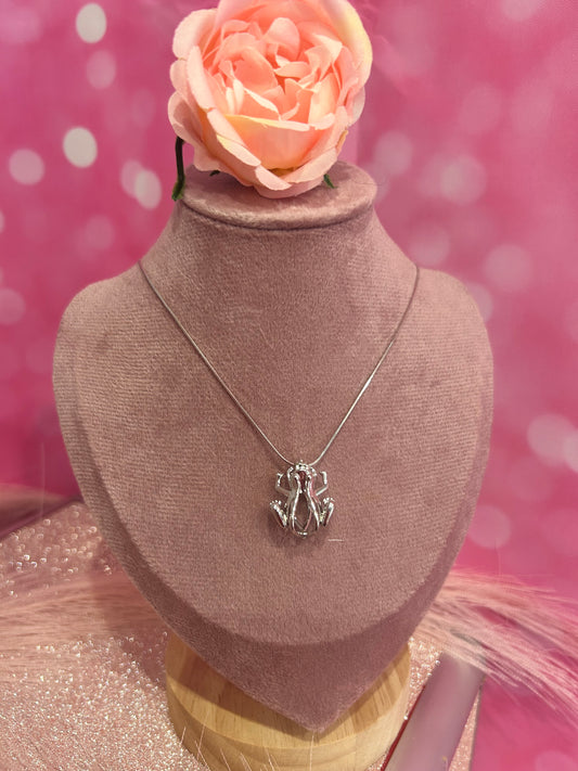 Silver plated frog cage pendant