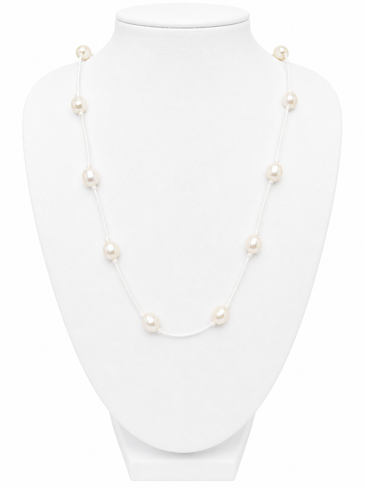 White rice pearl cord necklace 18”