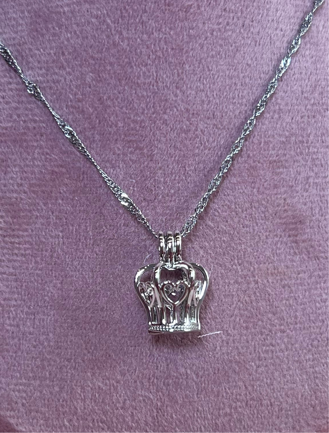 Silver plated crown cage pendant