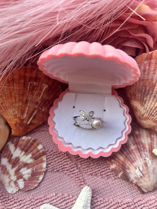 Silver plated butterfly ring fully adjustable