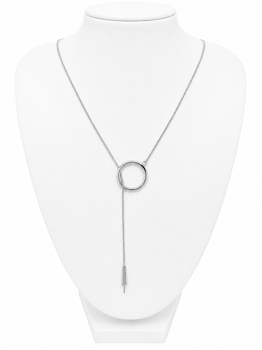 Sterling silver circle drop necklace 18”