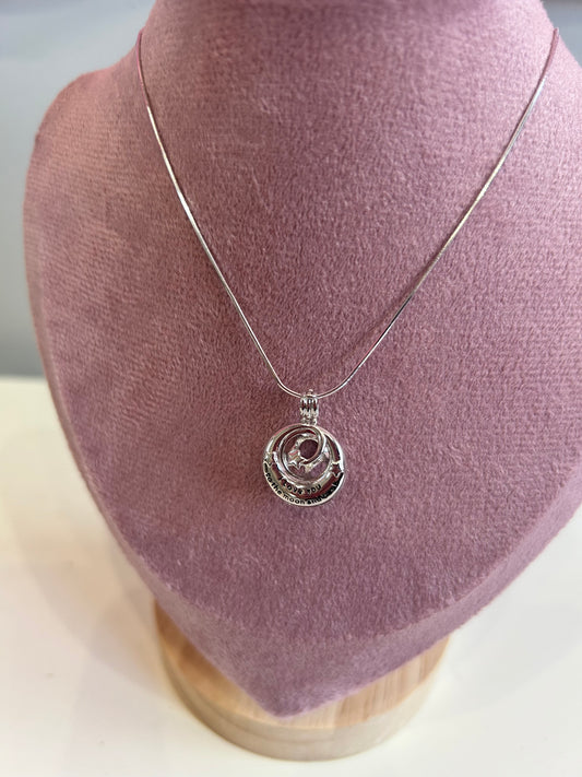 Sterling silver “I love you to the moon and back” cage pendant