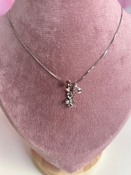 Sterling silver pink cubic zirconia cute bunny mount
