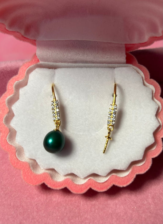 Sterling silver gold plated cubic zirconia drop earrings