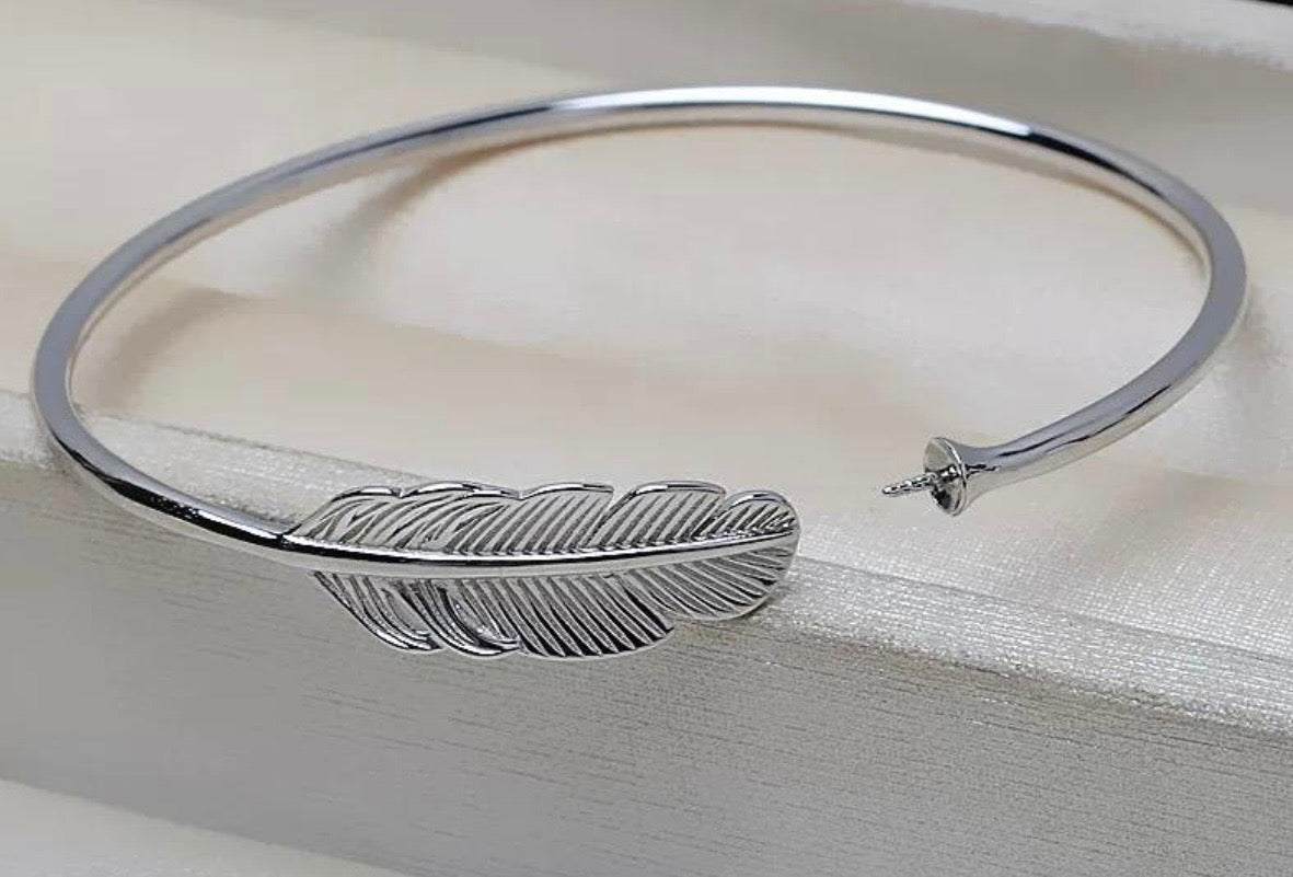 Sterling Silver Feather Bangle