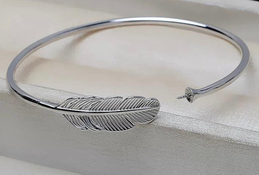 Sterling Silver Feather Bangle