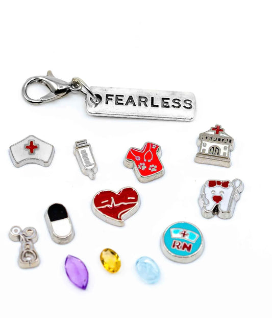 Nurse charm bomb with locket keychain