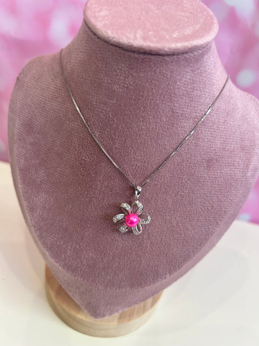 Sterling silver cubic zirconia flower mount
