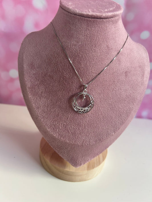 Round Celtic drop mount sterling silver