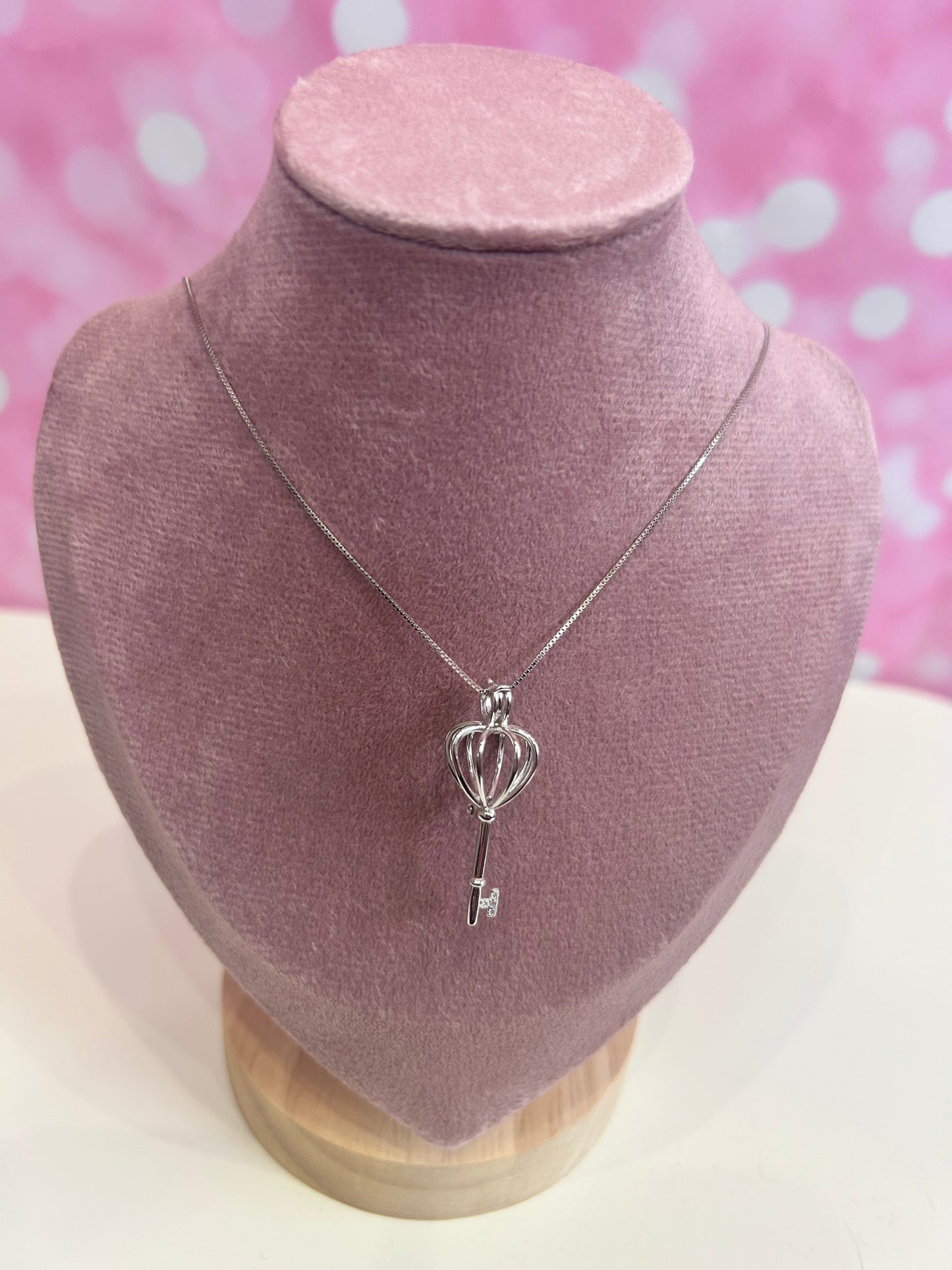 Sterling silver heart key cage