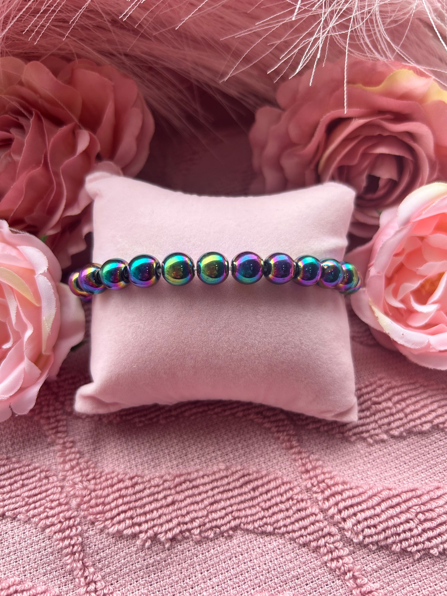 Anti anxiety 8mm rainbow obsidian bracelet