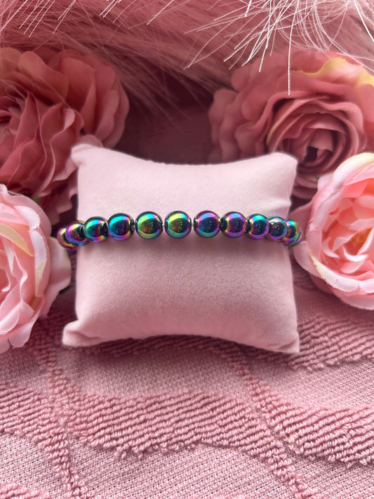Anti anxiety 8mm rainbow obsidian bracelet