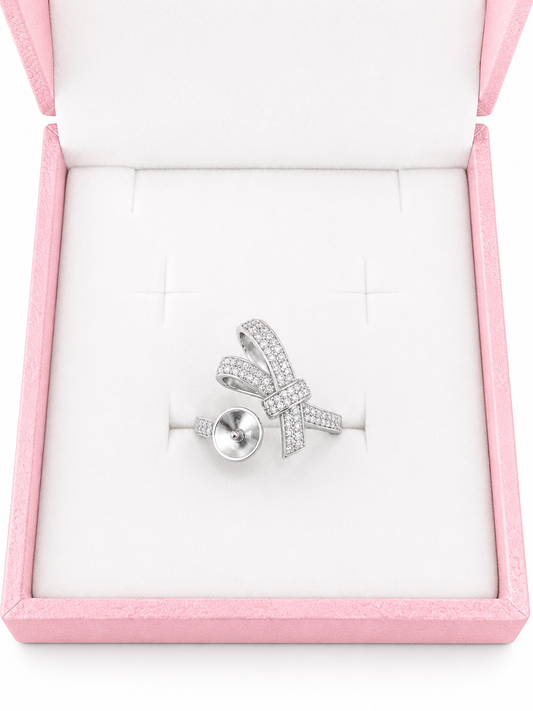 Sterling silver side bow ring