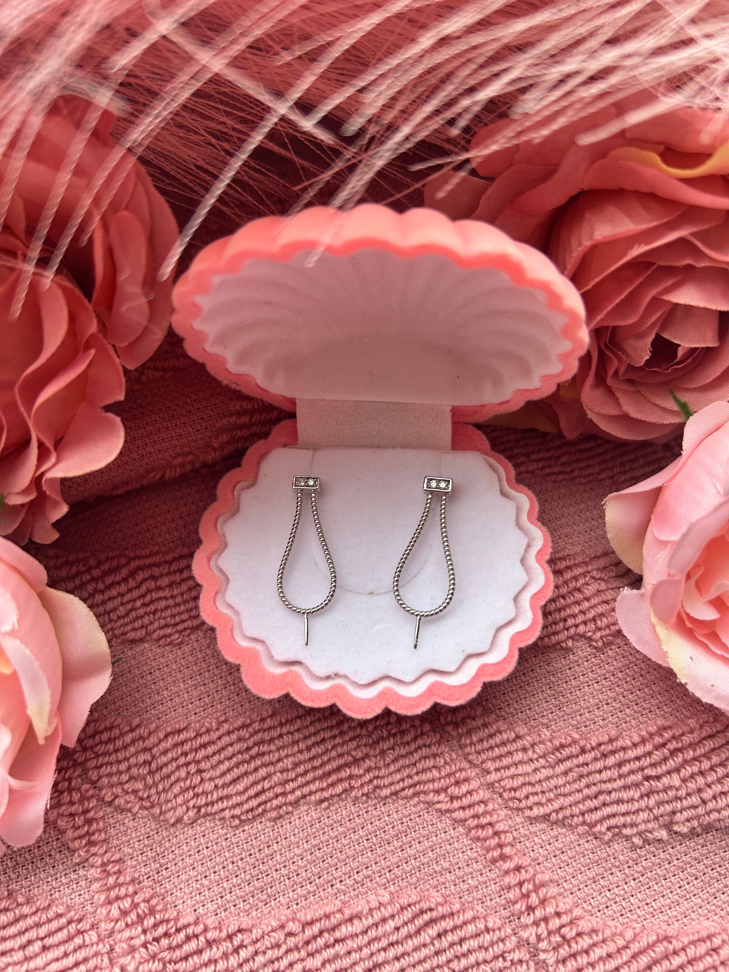 Sterling silver with cubic zirconia water drop earrings