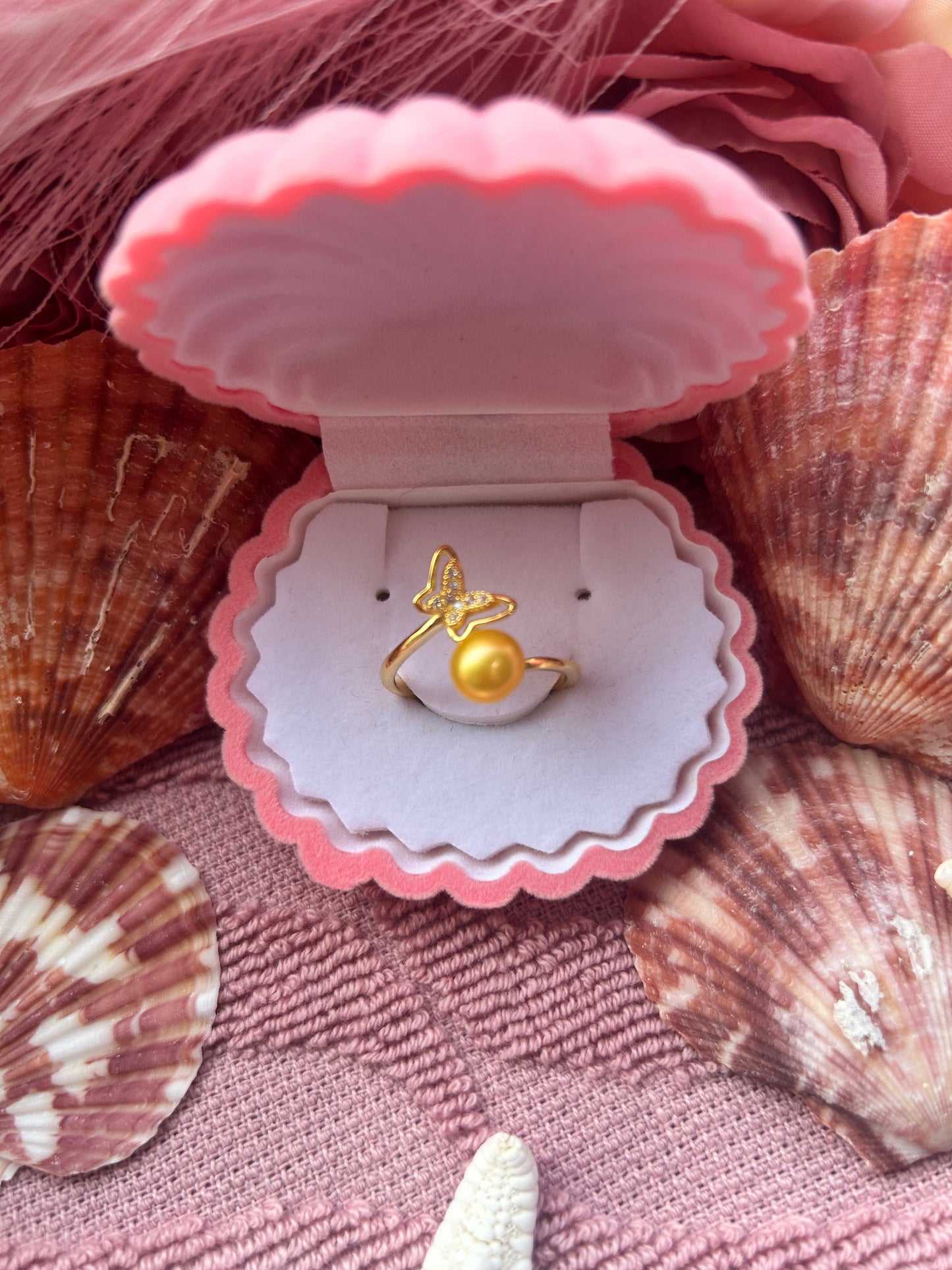 Sterling silver gold plated simple butterfly fully adjustable ring