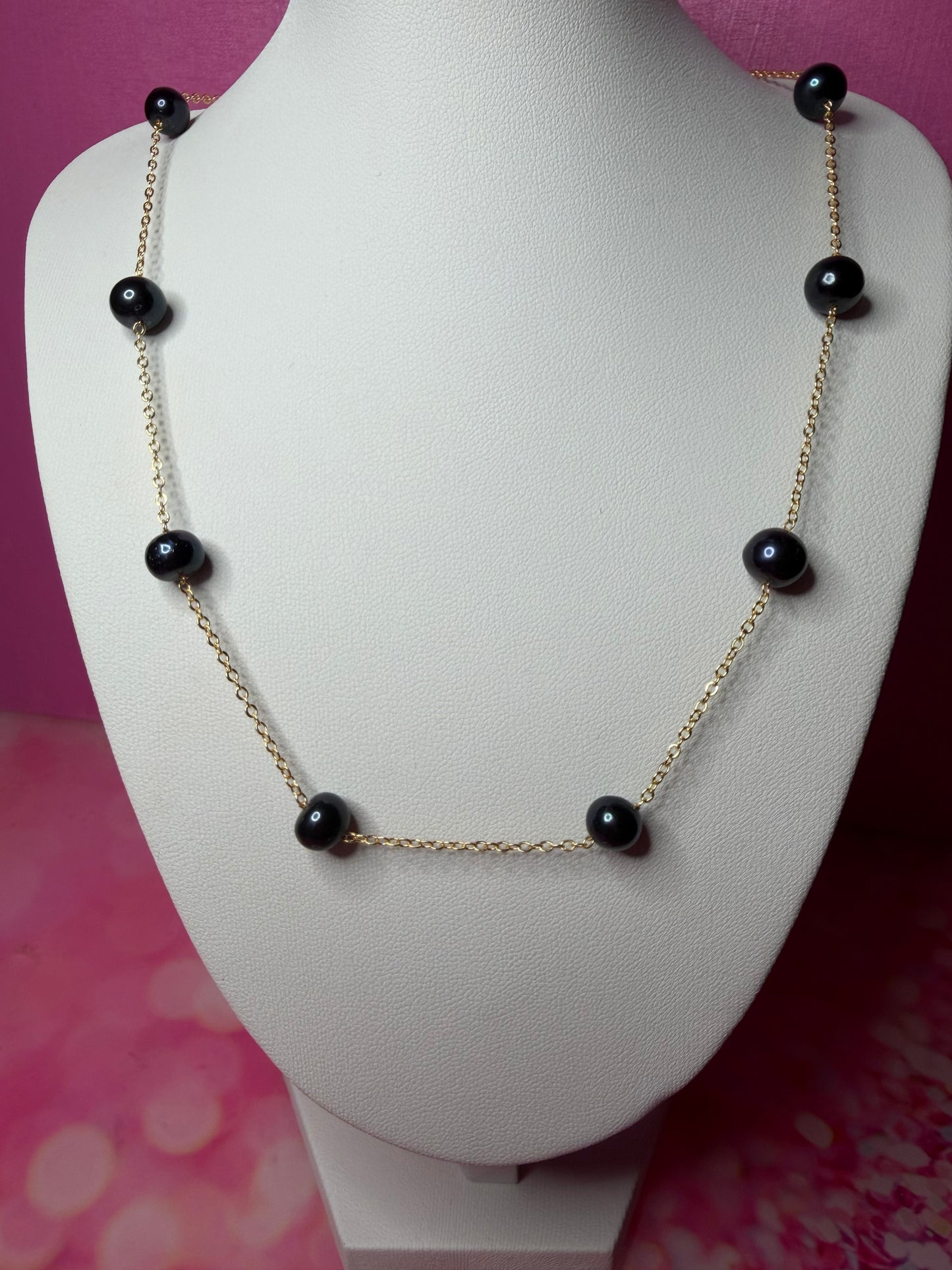 Gold plated peacock pearl necklace
