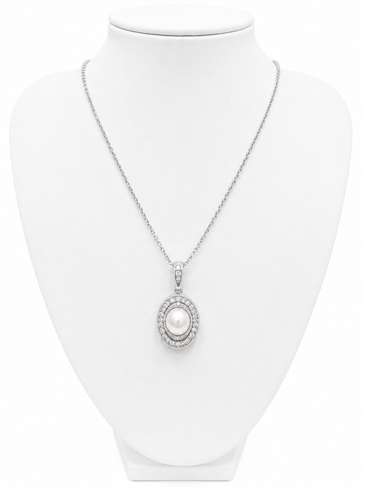 Silver plated oval pendant/charm