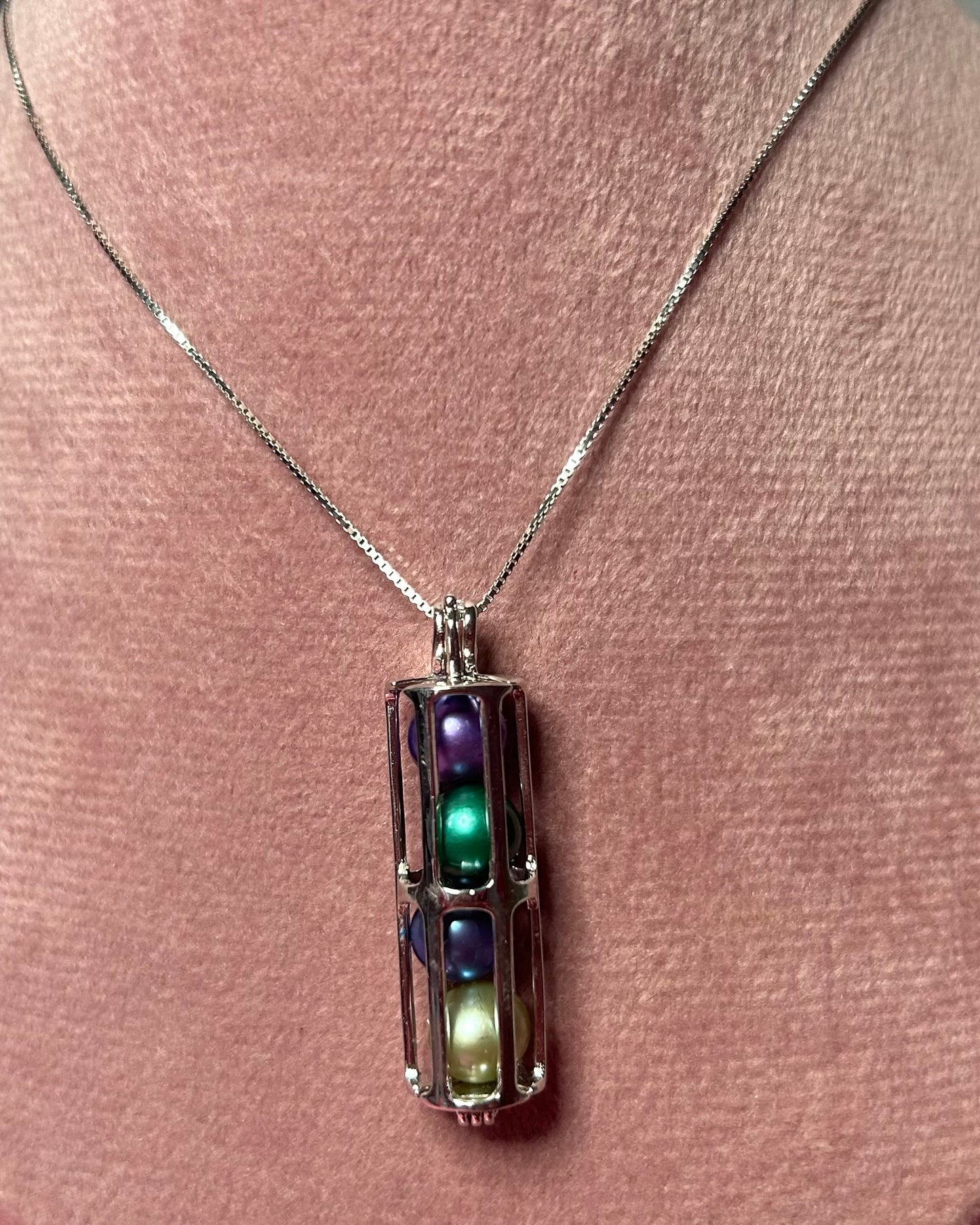 Sterling silver simple tower cage pendant