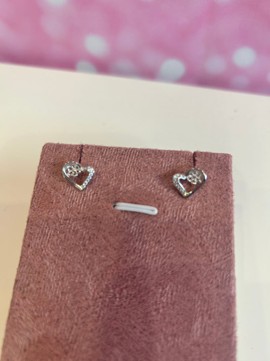 Sterling silver cubic zirconia heart stud earrings