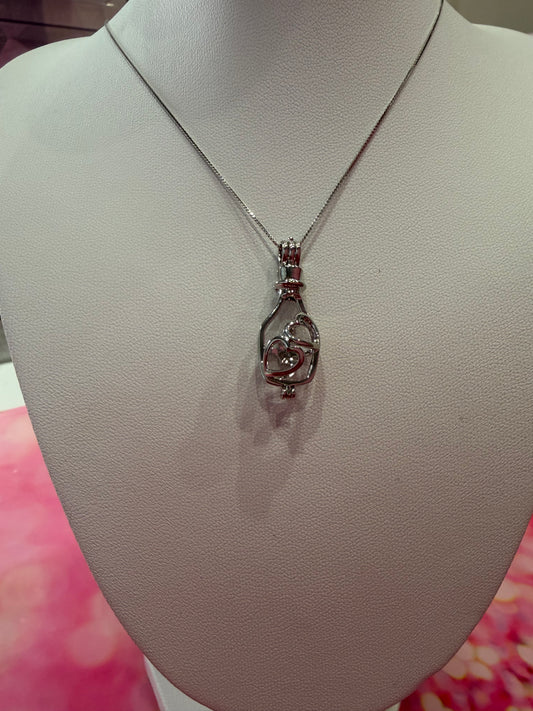 Silver plated champagne bottle with hearts 💕