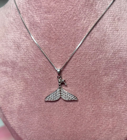 Sterling silver cubic zirconia mermaid tail mount