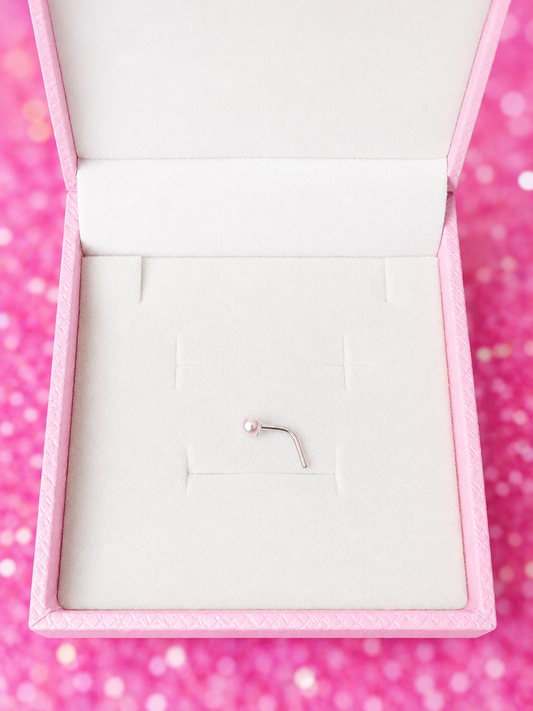 White petite Pearl sterling silver nose stud