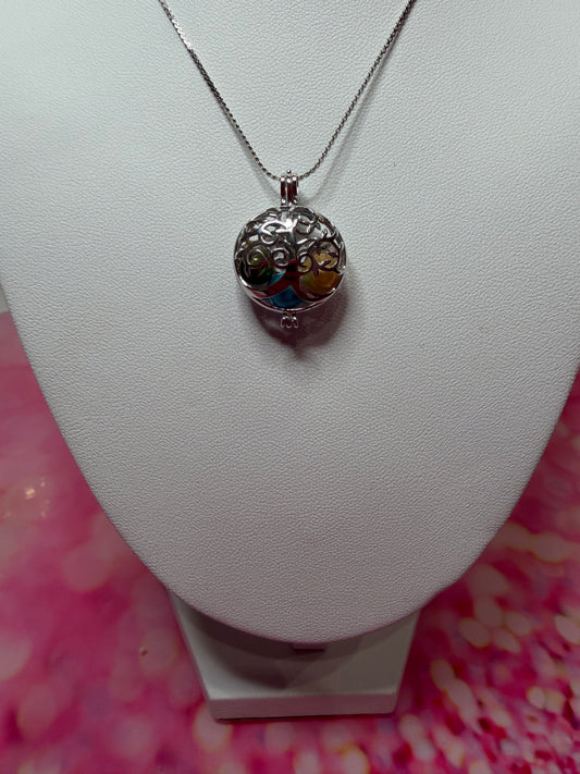 Sterling silver tree of life cage pendant