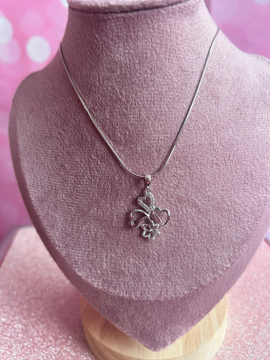 Sterling silver cubic zirconia triple heart mount