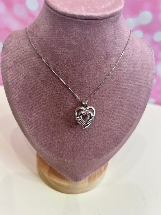 Sterling silver double heart cage