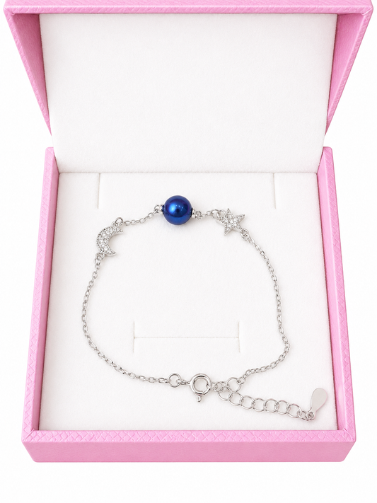 Sterling silver star and moon bracelet