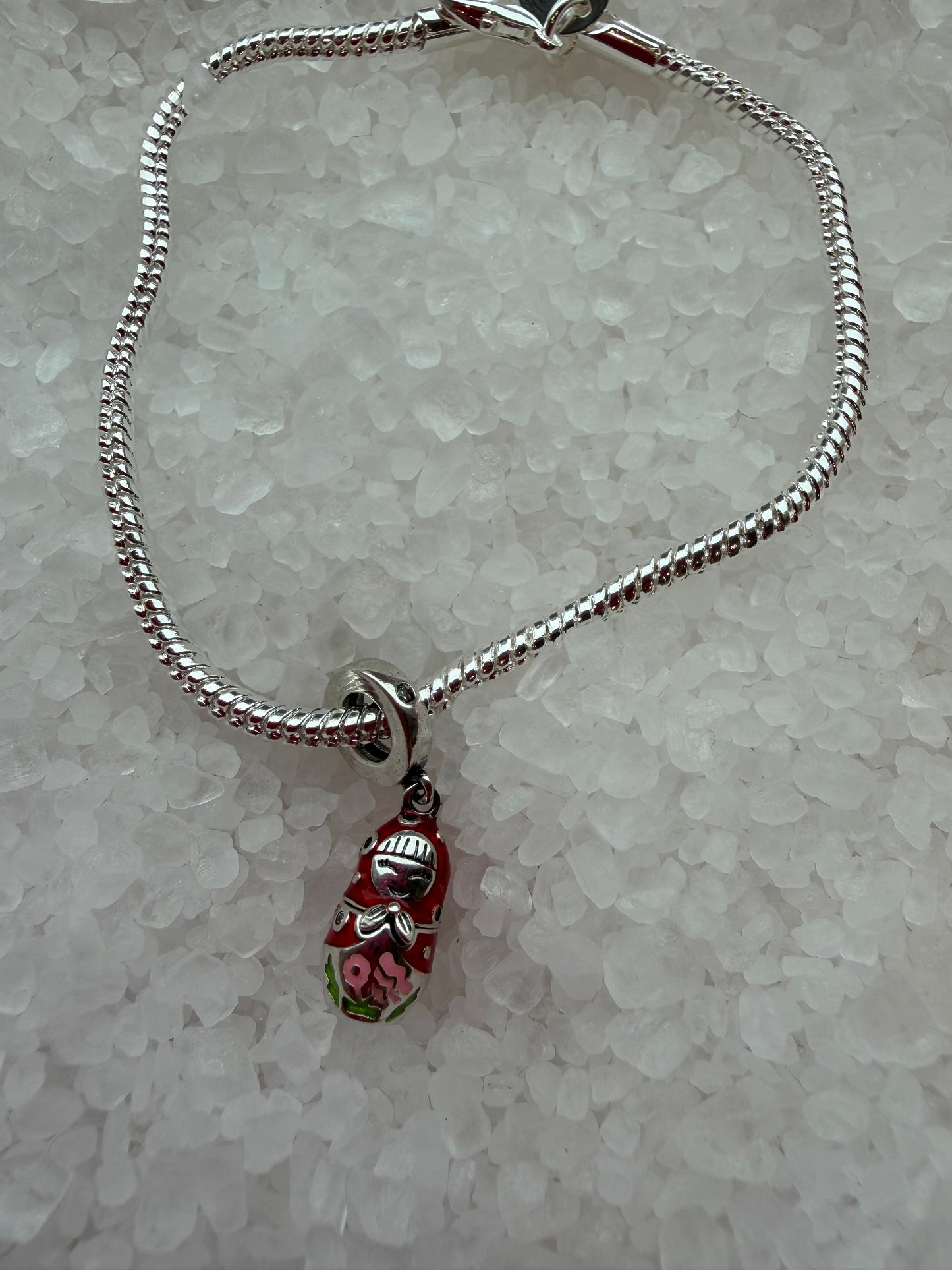 Cute Doll silver plated charm bracelet