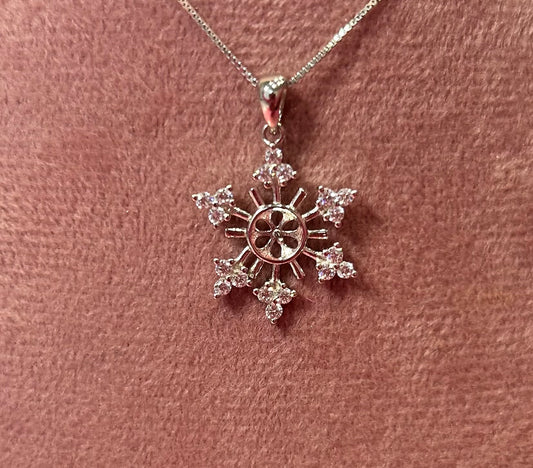 Sterling silver cubic zirconia snowflake mount