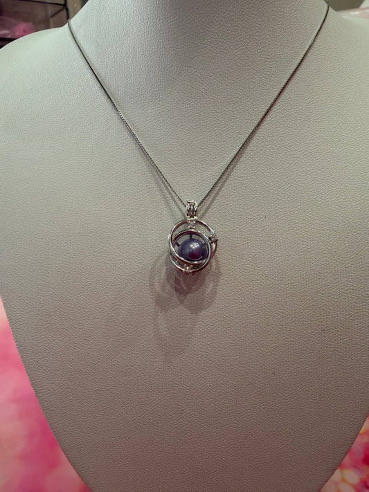 Sterling silver halo cage pendant