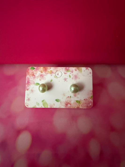 Pre-mounted sterling silver studs light green