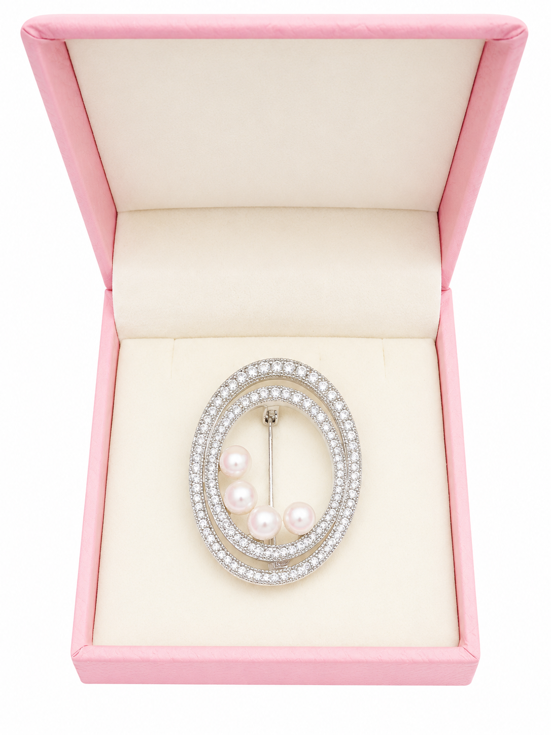 Plated oval pearl broach