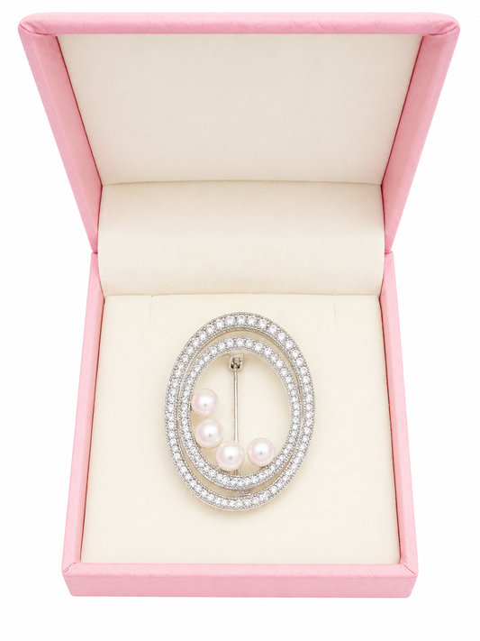 Plated oval pearl broach