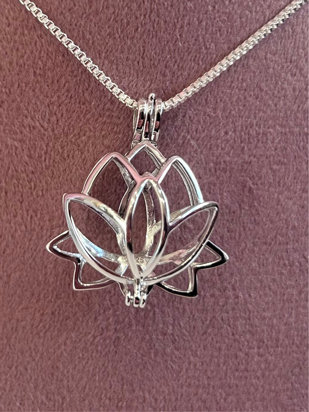 Edison sterling silver lotus cage pendant