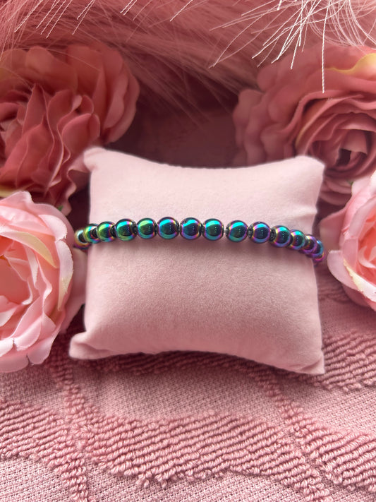 Anti anxiety 6mm rainbow obsidian bracelet